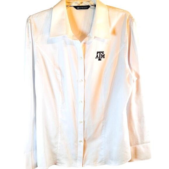 Y2K Texas A&M White Button Down Shirt XL College Preppy Fit - Picture 2 of 5